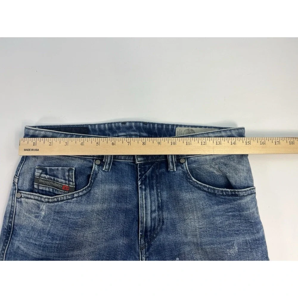 Diesel Mens Jeans 29x30 Blue Thommer Stretch Slim Skinny Distressed Rips Denim